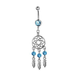 Обица за пъп "Blue Dreamcatcher"