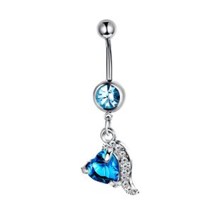 Обица за пъп "Blue Heart"