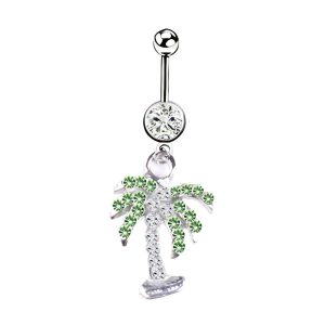 Обица за пъп "Green Palm"