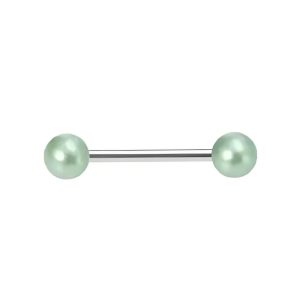 Обица за език "Baby green Pearl"