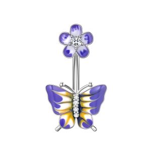 Обица за пъп "Purple Butterfly"