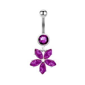 Обица за пъп "Purple Flower"