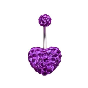 Обица за пъп "Purple Hearts"