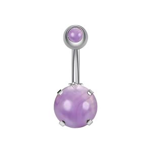 Обица за пъп "Purple Stone"