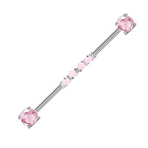 Обица за индустриал "Pink Crystal"