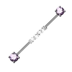 Обица за индустриал "Purple Crystal"