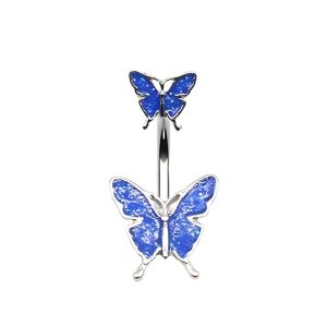 Обица за пъп "Blue Butterfly"