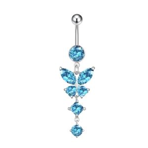 Обица за пъп "Blue Crystal Butterfly"