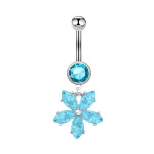 Обица за пъп "Blue Flower"