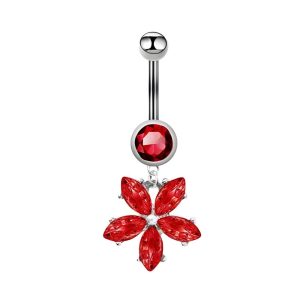Обица за пъп "Red Flower"
