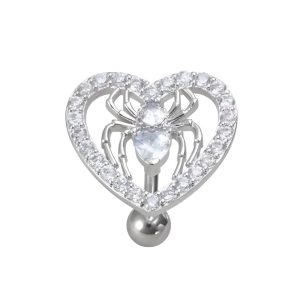 Обица за пъп "Silver Spider Heart"