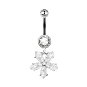 Обица за пъп "White Flower"