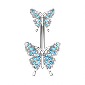 Обица за пъп "Blue Duo"