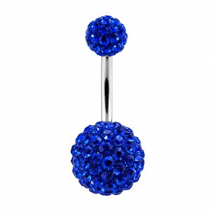 Обица за пъп "Blue Spheres"