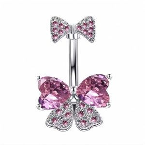 Обица за пъп "Pink Bow"
