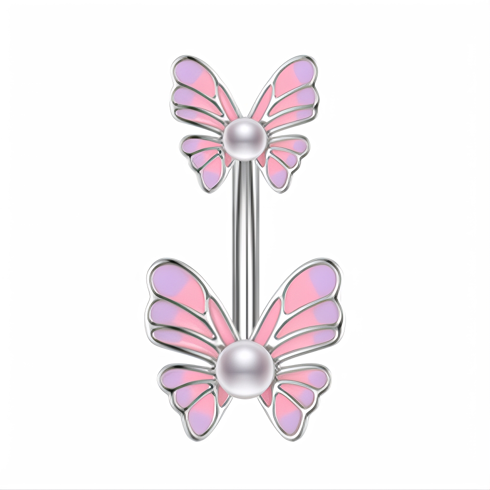 Обица за пъп "Pink Duo"