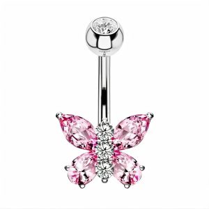 Обица за пъп "Pink Flutter"