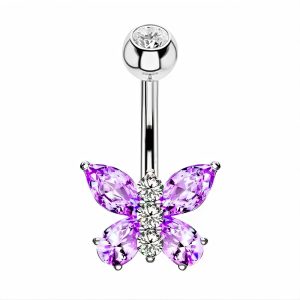Обица за пъп "Violet Wings"