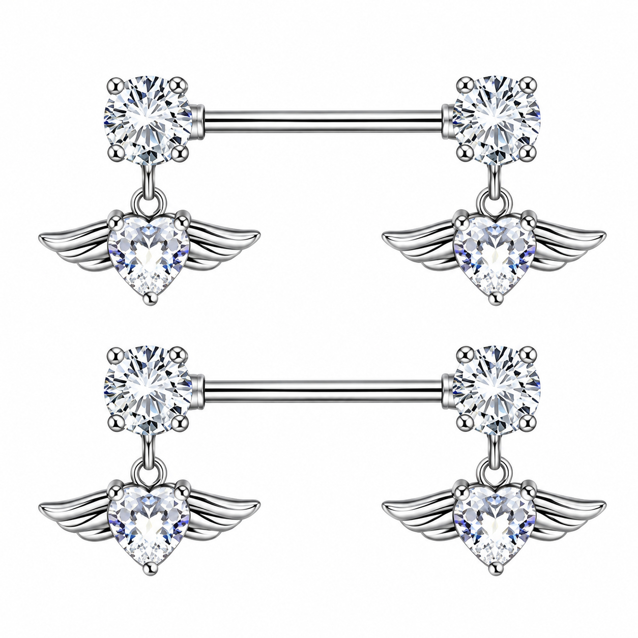Пиърсинг за зърна "Heart Wings"